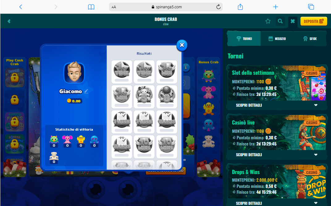 Bonus crab archivio risultati