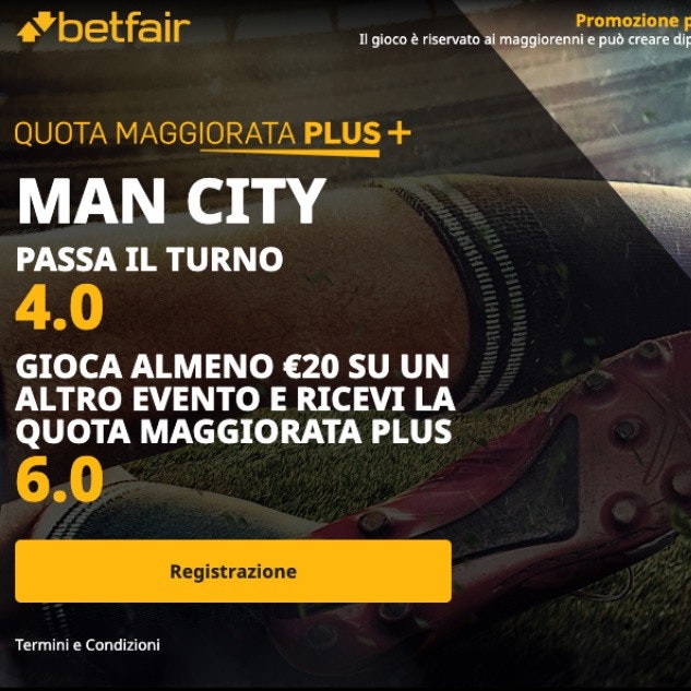 Quota maggiorata plus betfair Champions League