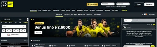 Anteprima nuovo sito scommesse daznbet 2
