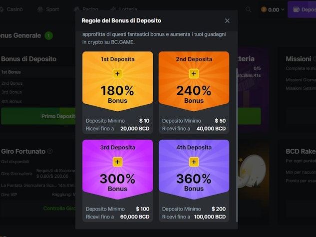 Bonus benvenuto bc game