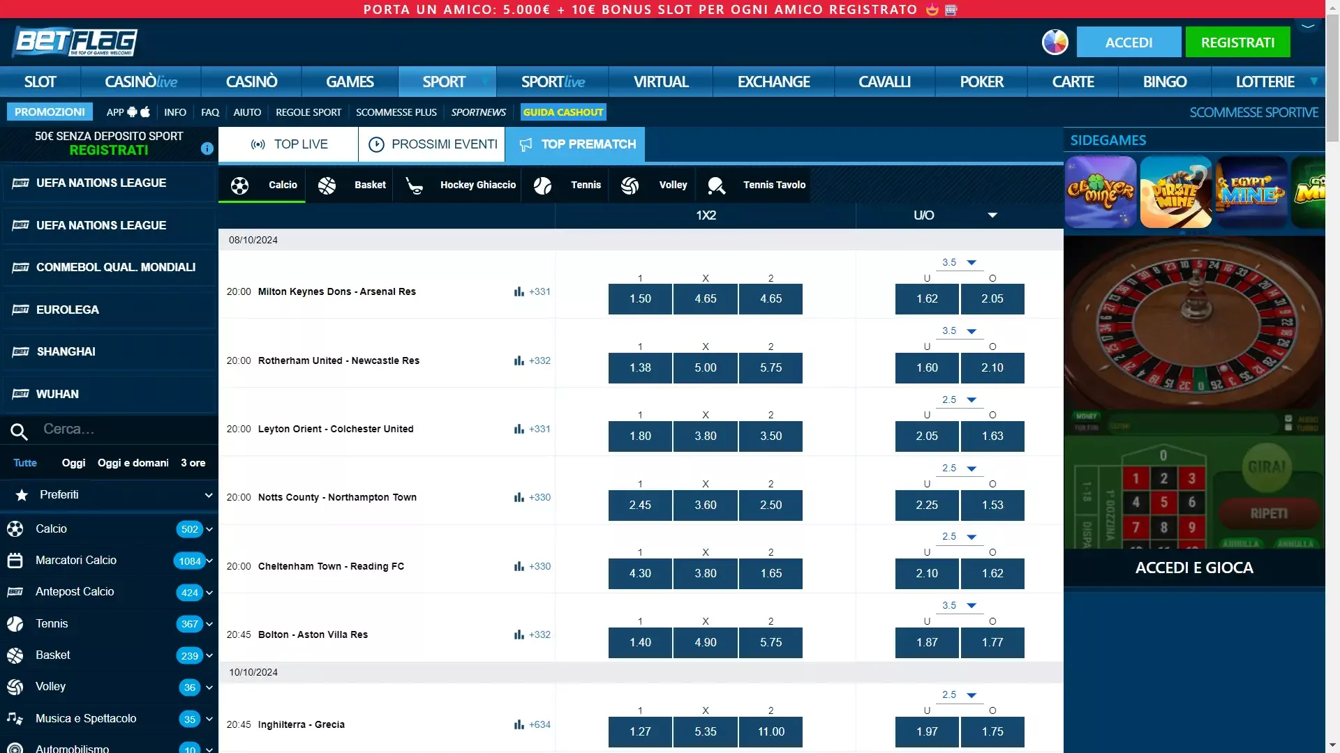 La funzione cash out Betflag e utilizzabile su un vasto numero di eventi sportivi