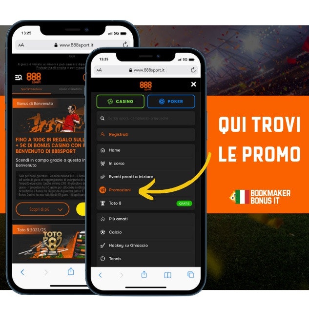 Dove trovare le promo e bonus 888sport