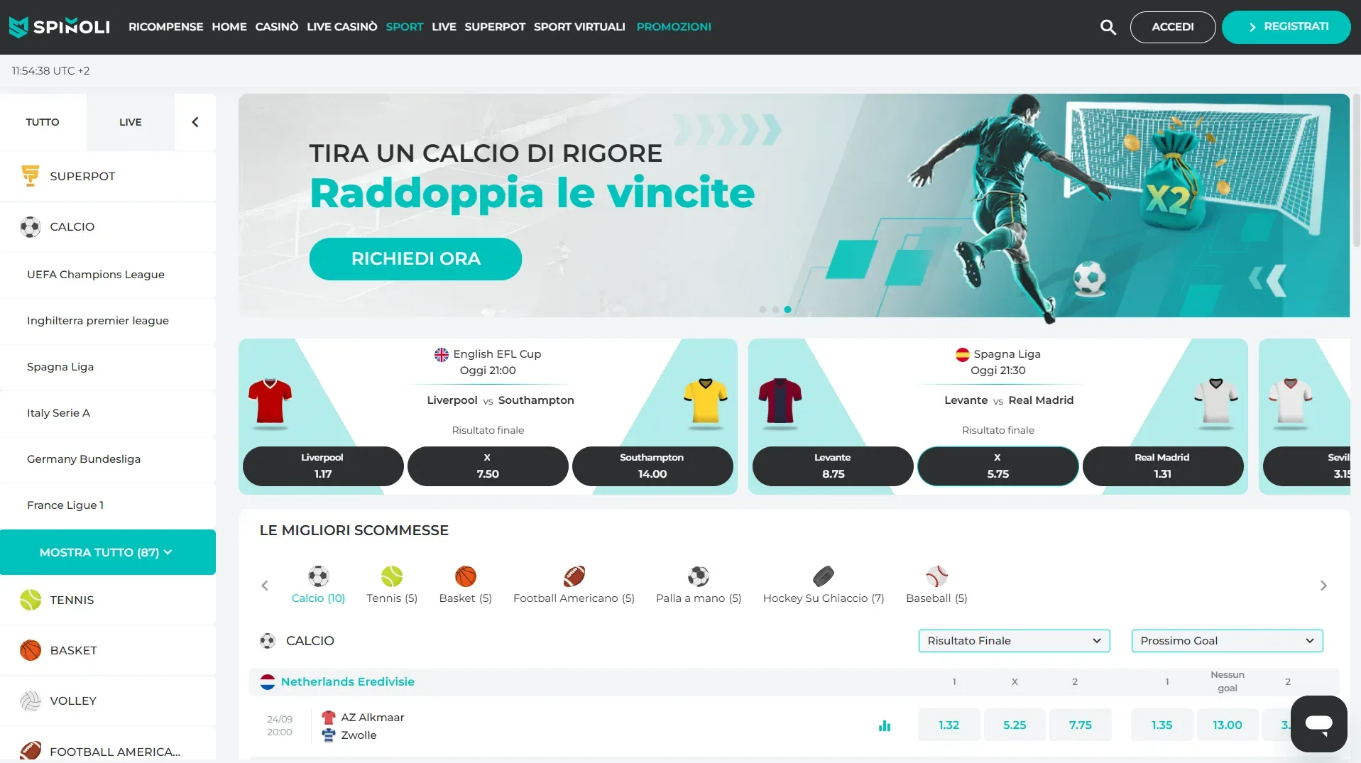 Alto livello di personalizzazione delle tue scommesse sportive