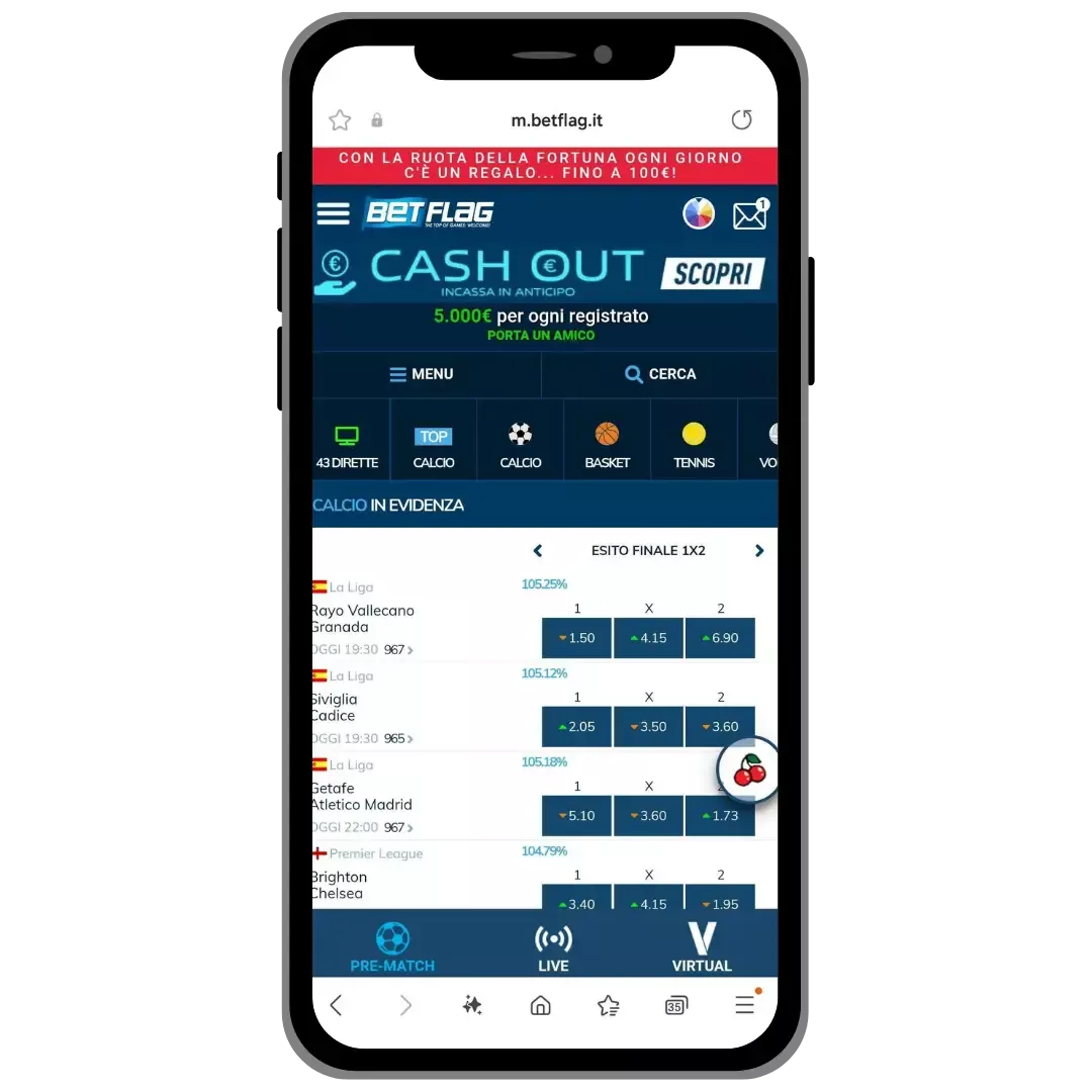 Interfaccia scommesse sportive intutiva