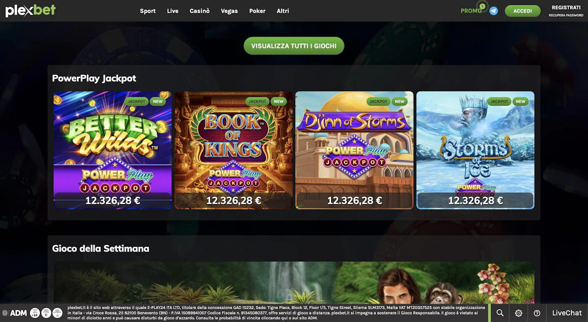 Schermata dell'interfaccia di gioco di Plexbet casino su desktop e mobile