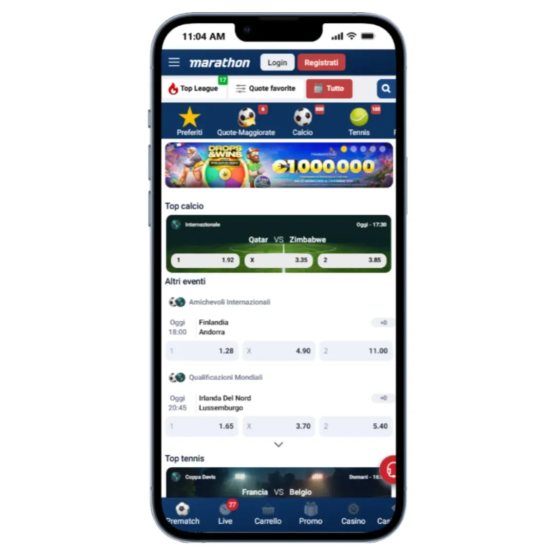 Possibilita di scommettere su un vasto palinsesto di sport ed eventi