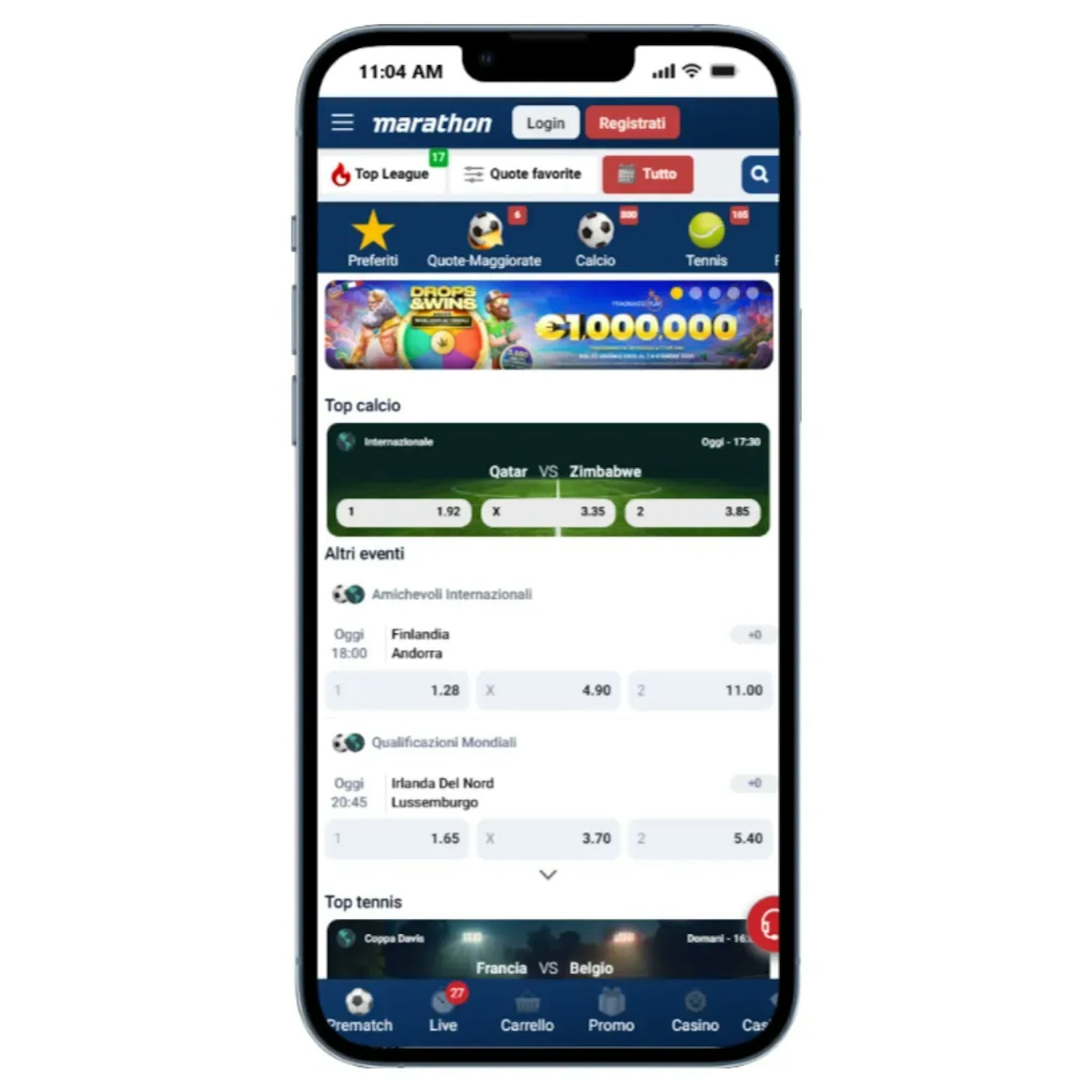 Possibilita di scommettere su un vasto palinsesto di sport ed eventi