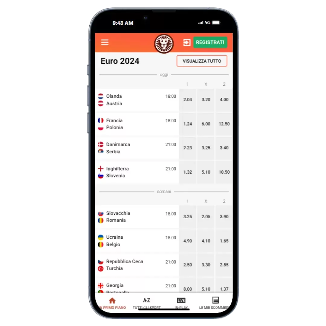 Ricco palinsesto sport e mercati