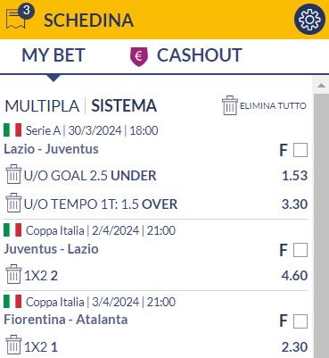 Seleziona gli eventi che ti interessano per il tuo sistema di scommesse