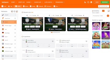 Anteprima interfaccia betsson