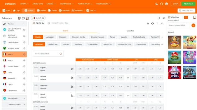 Anteprima quote serie a betsson