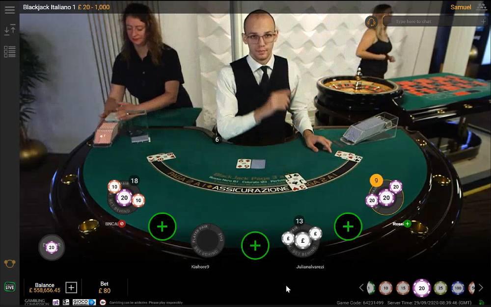Partite Black Jack live in italiano