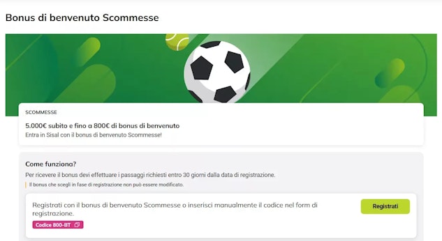 Bonus benvenutosport sisal