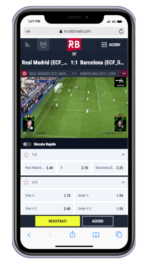 Guarda partite ed eventi in diretta