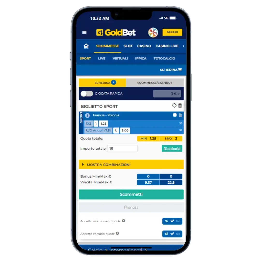 Costruire la tua scommessa personalizzata è super facile