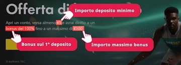 Esempio bonus benvenuto bet365