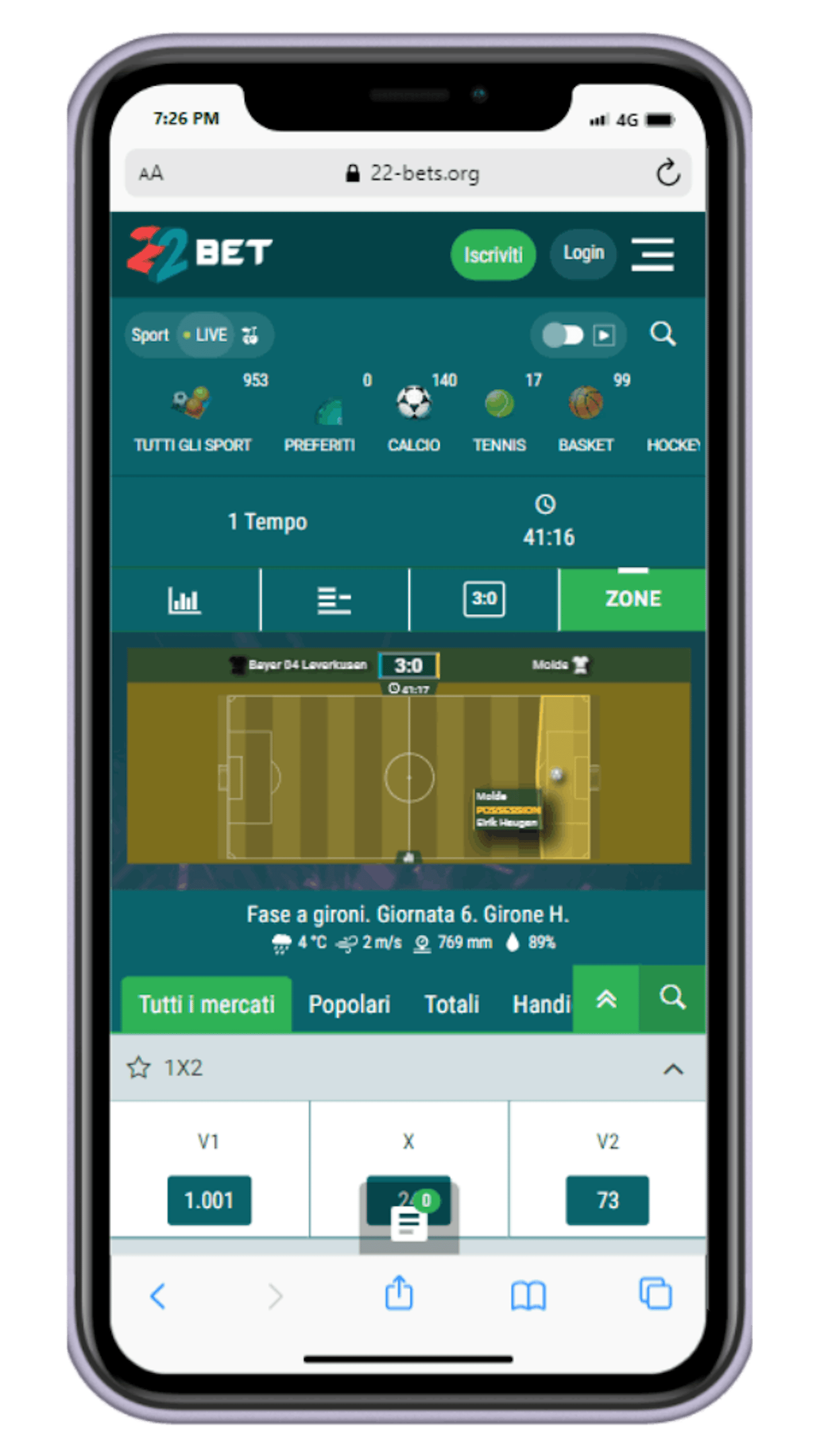 Scommetti in tempo reale su eventi in diretta