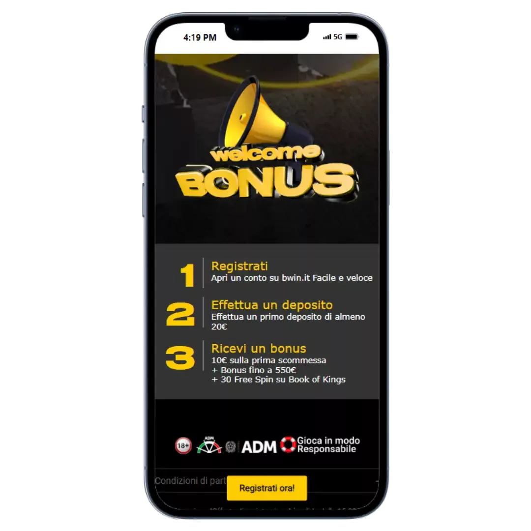 Interessante offerta bonus benvenuto scommesse su bwin