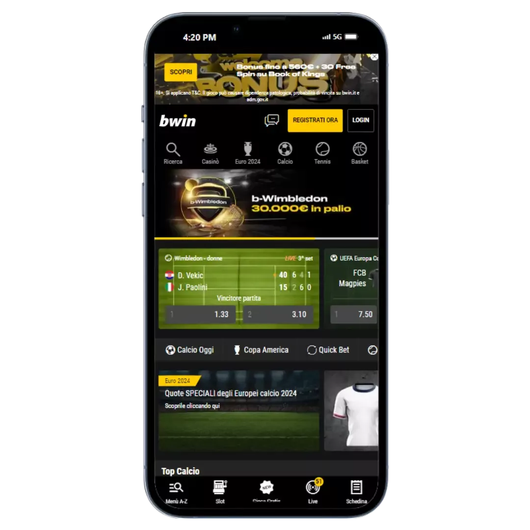 Interfaccia intuitiva e ricca varieta sport e mercati