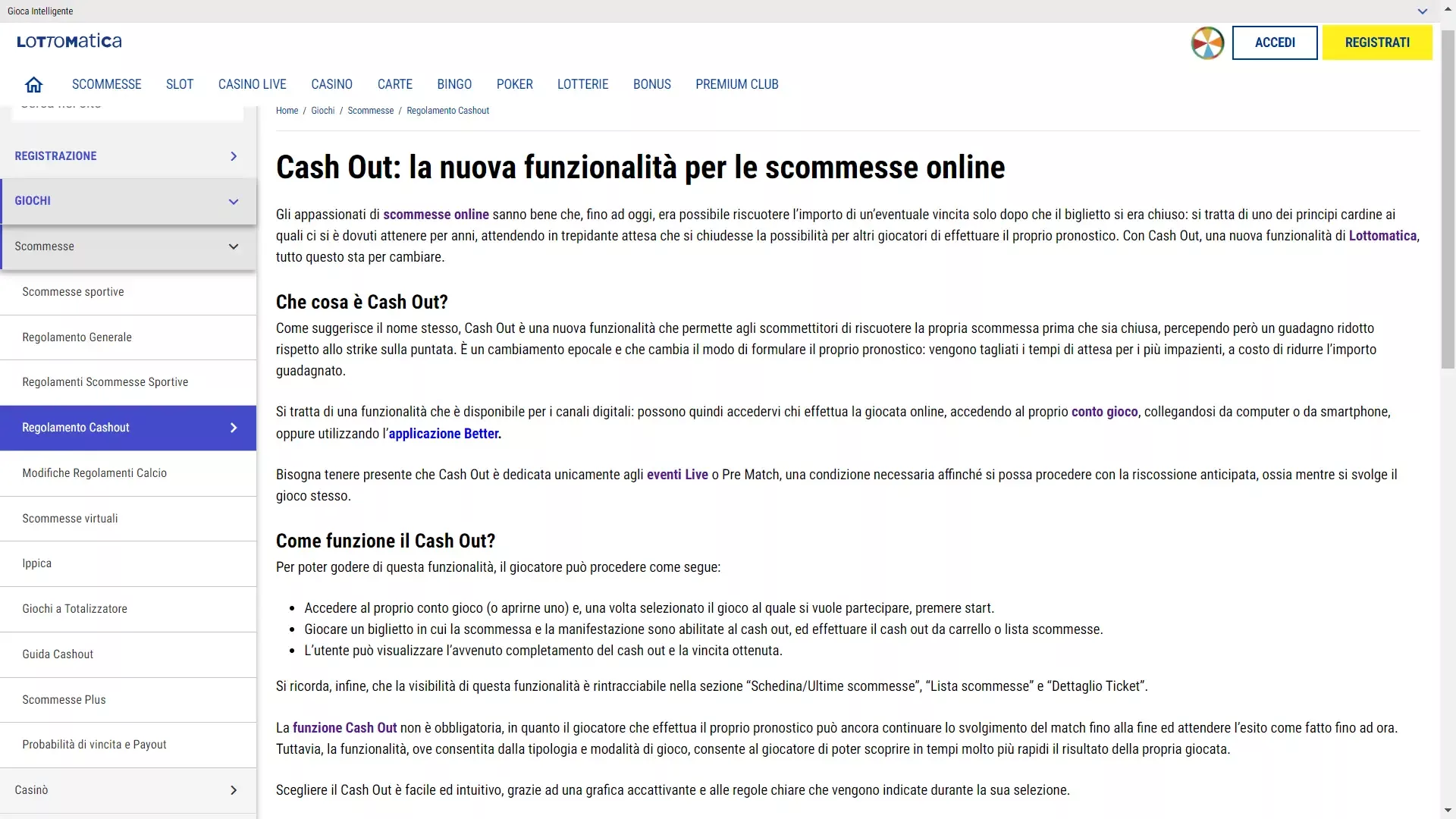 La funzione cash out è ora disponibile anche sulle scommesse Lottomatica