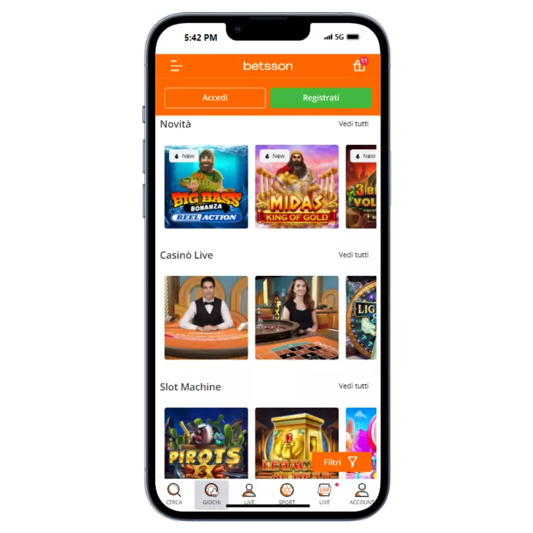 La sezione casino Betsson e davvero varia con migliaia di giochi