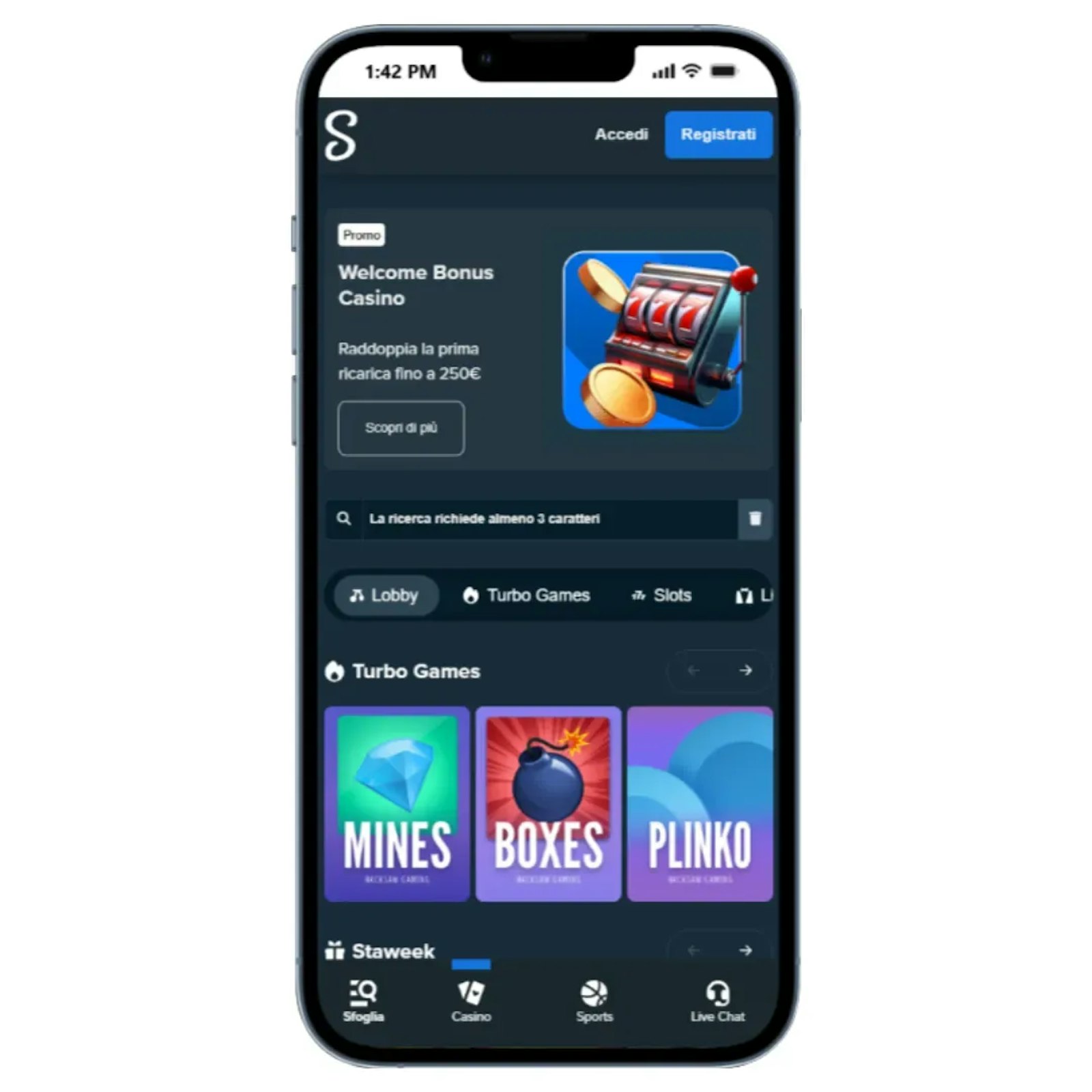 La sezione casinò è il vero fiore all'occhiello di Stake