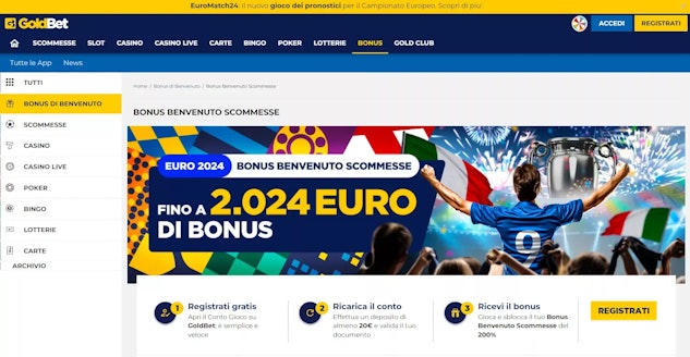 Nuovo bonus benvenuto goldbet euro2024