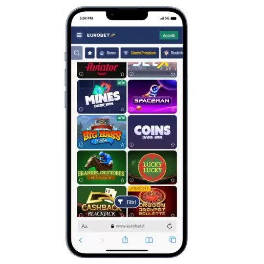 Ricca offerta di giochi casino su eurobet