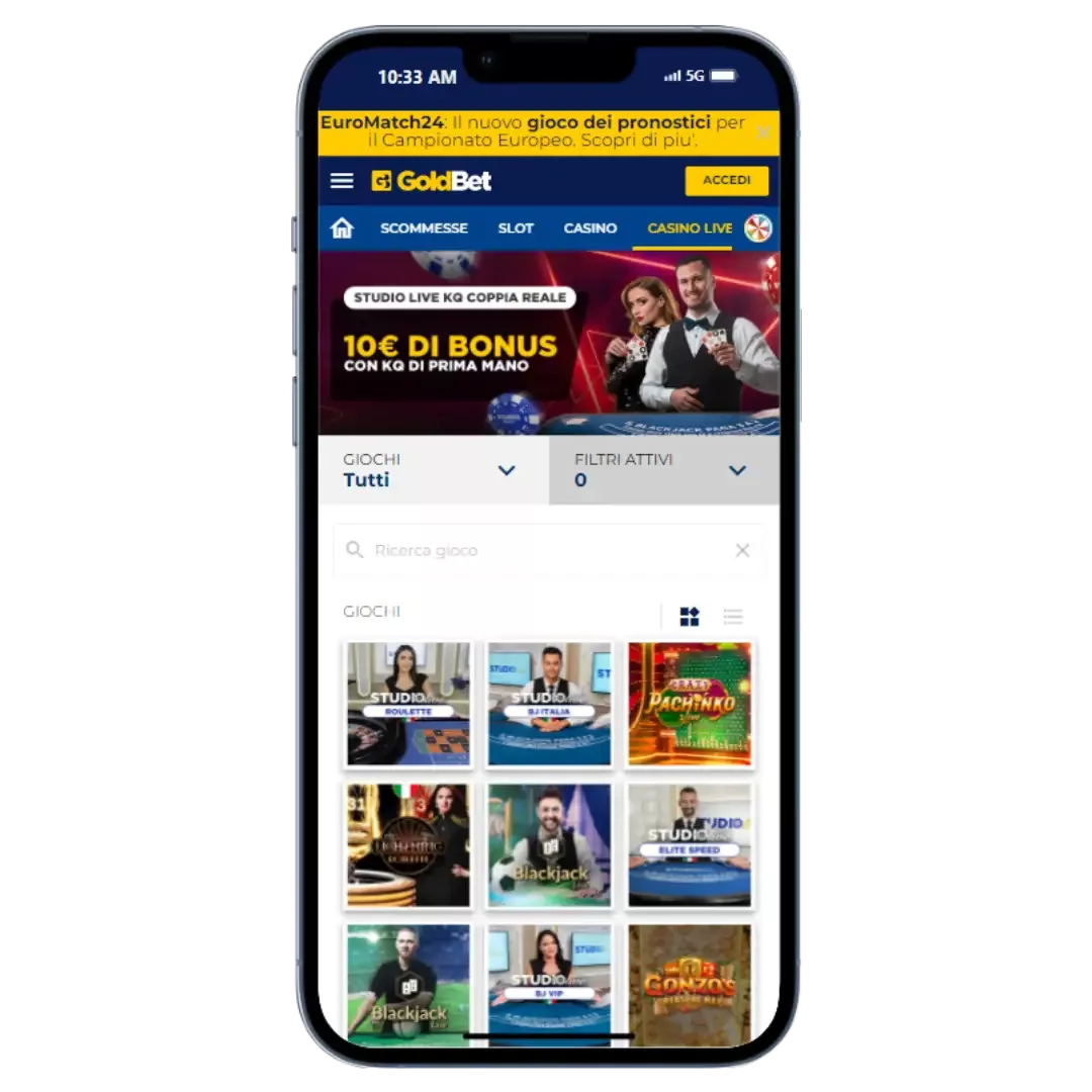 Ricca scelta di slot e altri giochi casino