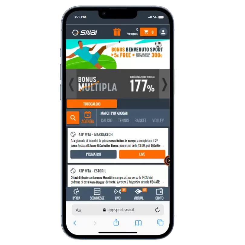 Scegli tra i diversi bonus benvenuto disponibili su Snai