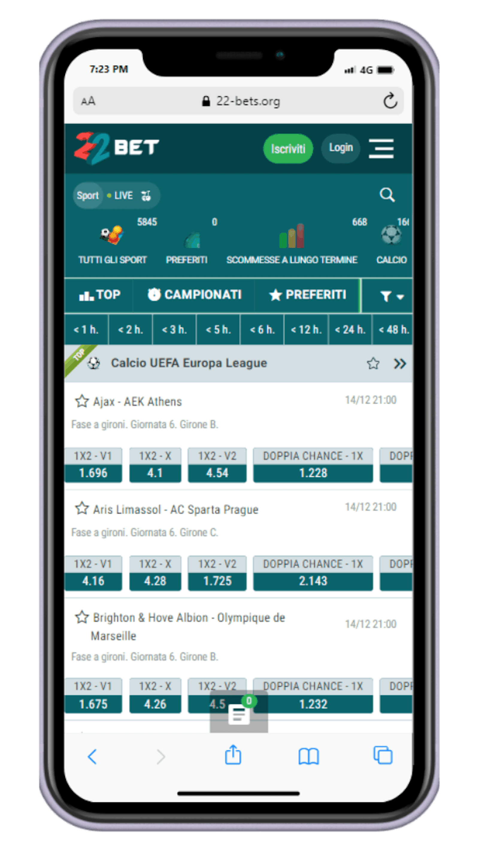 Più di 30 discipline sportive su cui scommettere