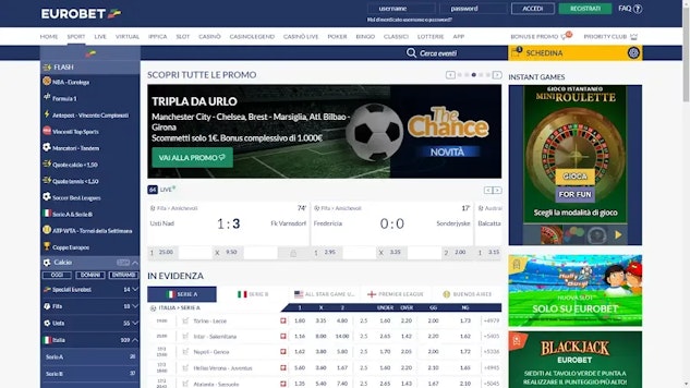 Scommesse sportive su eurobet homepage