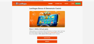 Screenshot bonus benvenuto casino leovegas