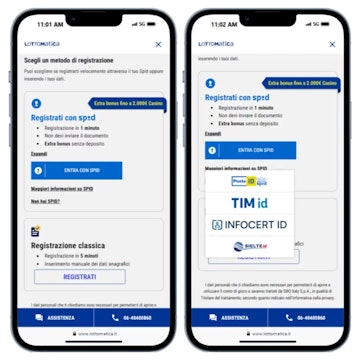 Screenshot registrazione con SPID