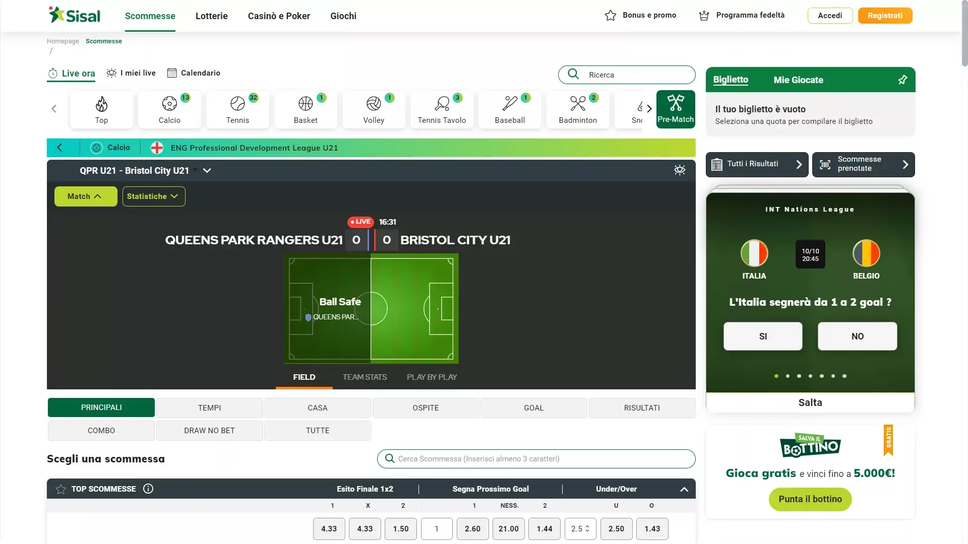 Sul sito di sisal puoi scegliere se e quando chiudere la tua scommessa