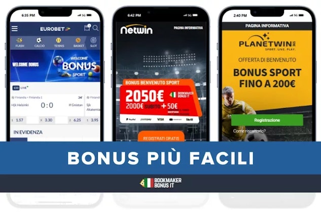 Bonus benvenuto scommesse piu facili 2