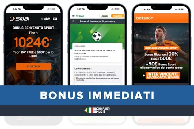 Bonus benvenuto scommesse sport immediati