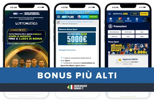 Migliori bonus scommesse con importo piu alto giugno 2025