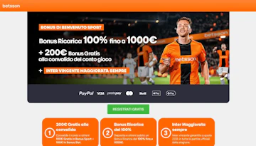 Anteprima bonus benvenuto scommesse betsson