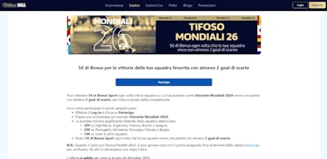 Anteprima promozione mondiali 2026 william hill