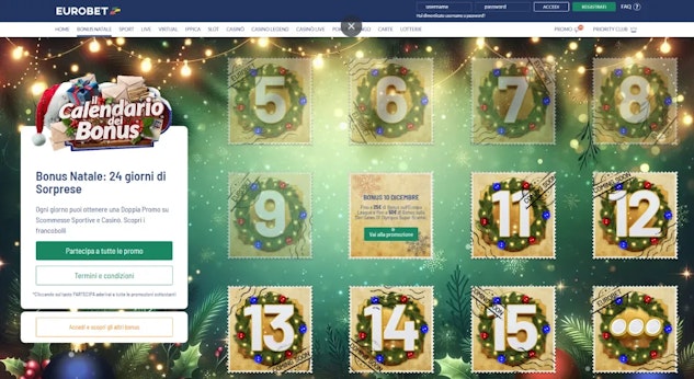 Calendario dell avvento scommesse e casino eurobet