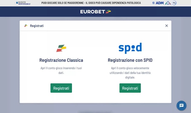 Registrazione con spid su eurobet