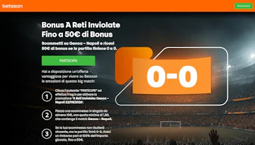 Screenshot della promozione betsson genoa napoli con regole ufficiali