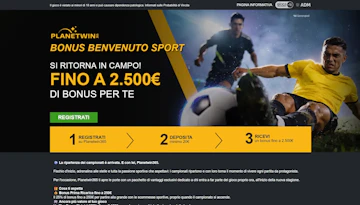Screenshot nuovo bonus benvenuto sport planetwin365 settembre 2026