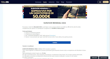 William hill survivor mondiali 2026