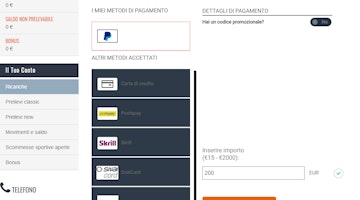 Depositare con paypal