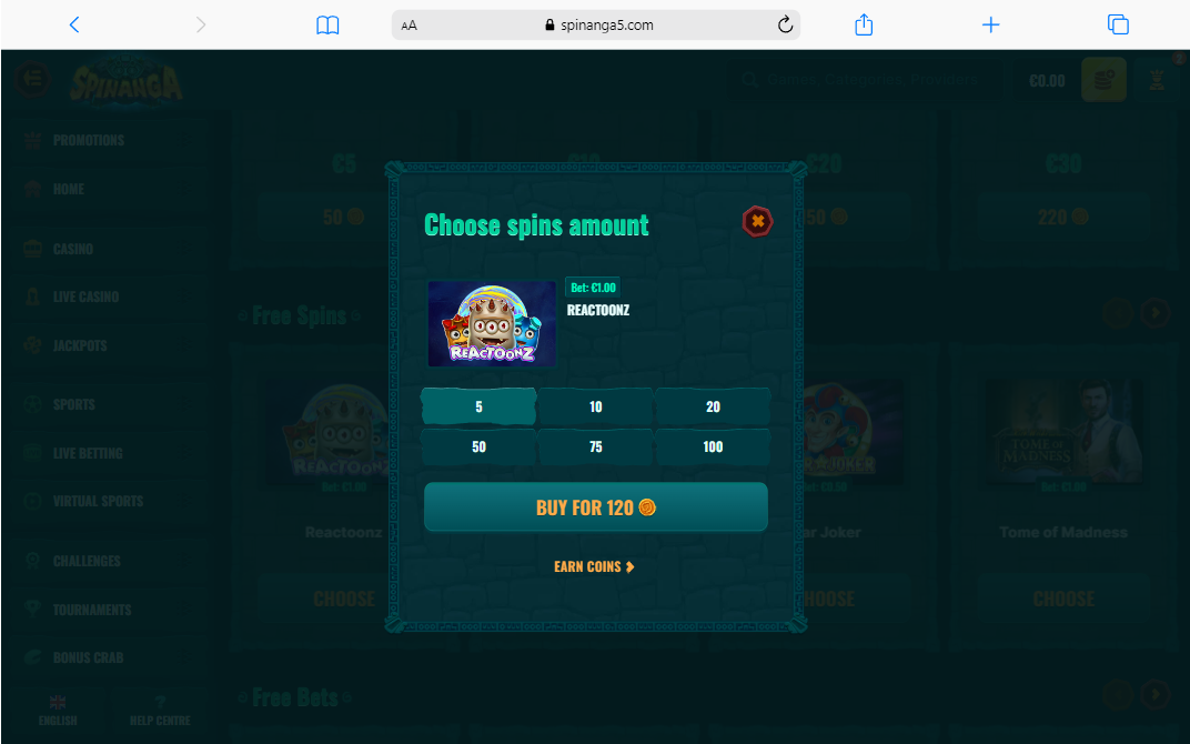 Acquista free spin sul negozio