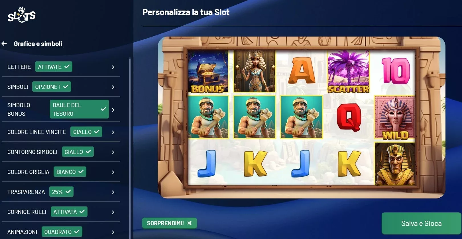 My slot fine personalizzazione