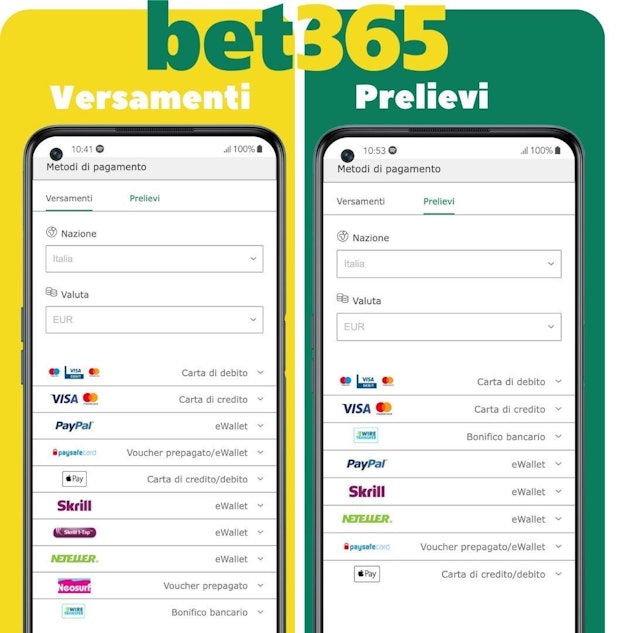 Prelievi e versamenti su bet365 1