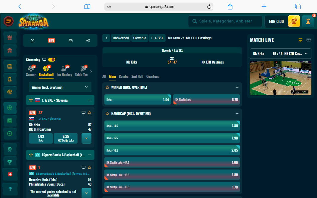 Spinanga live streaming basket
